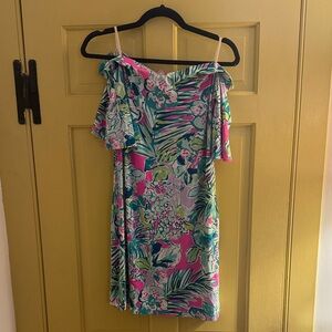 Lilly Pulitzer sz small Floral tropical vacation Off-Shoulder Dress